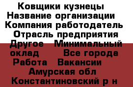 Ковщики-кузнецы › Название организации ­ Компания-работодатель › Отрасль предприятия ­ Другое › Минимальный оклад ­ 1 - Все города Работа » Вакансии   . Амурская обл.,Константиновский р-н